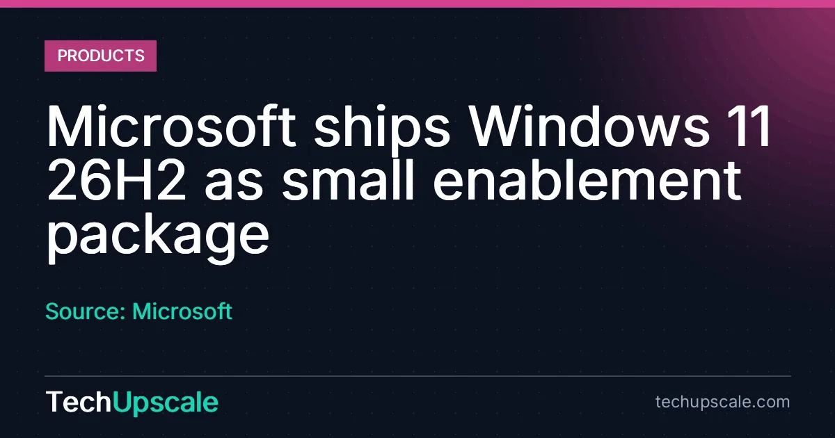Microsoft ships Windows 11 26H2 as small enablement package. Source: Microsoft