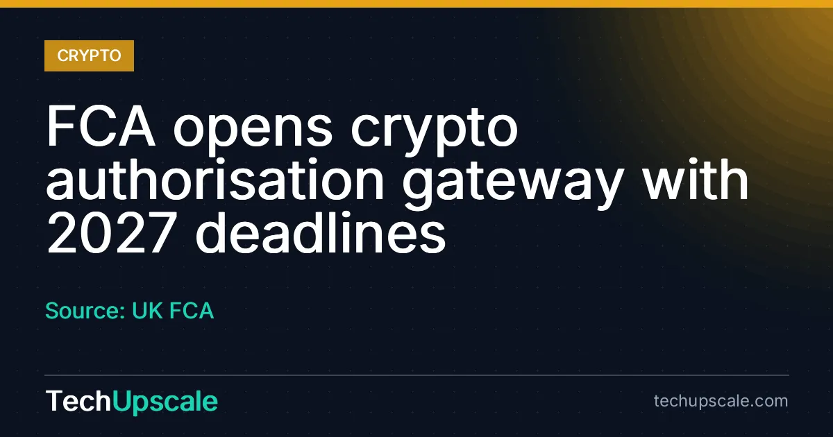 FCA opens crypto authorisation gateway with 2027 deadlines. Source: UK FCA