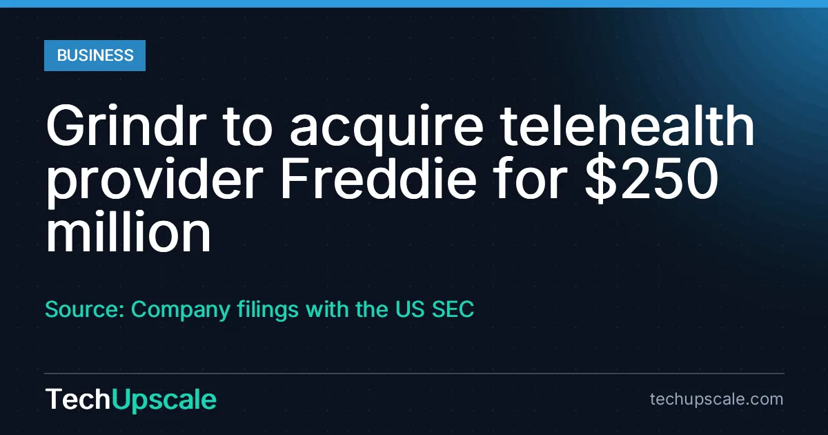 Grindr to acquire telehealth provider Freddie for $250 million. Source: Company filings with the US SEC