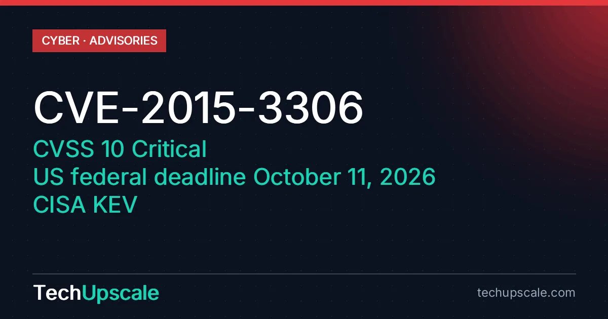 CVE-2015-3306, CVSS 10 Critical, US federal deadline October 11, 2026, CISA KEV