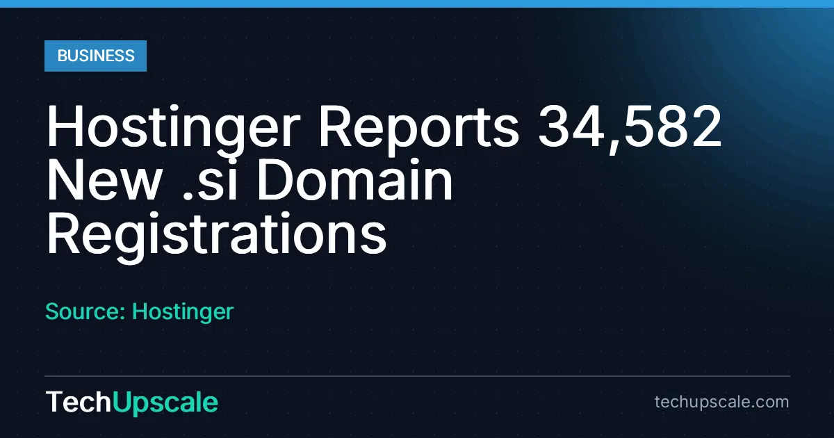 Hostinger Reports 34,582 New .si Domain Registrations. Source: Hostinger