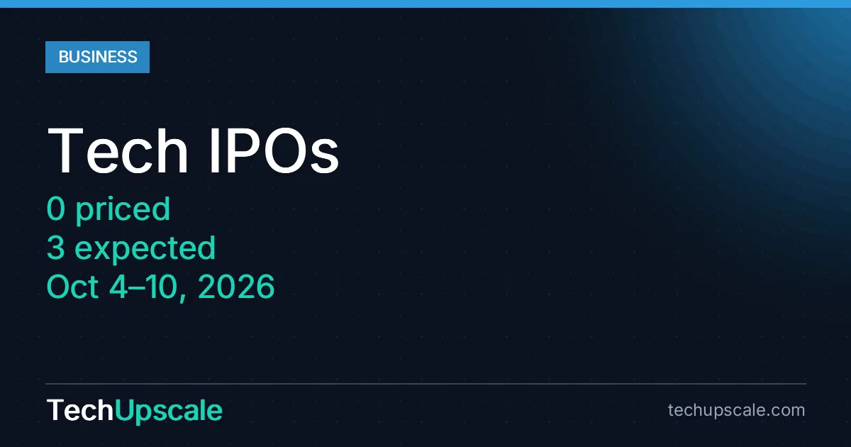 Tech IPOs, 0 priced, 3 expected, Oct 4–10, 2026