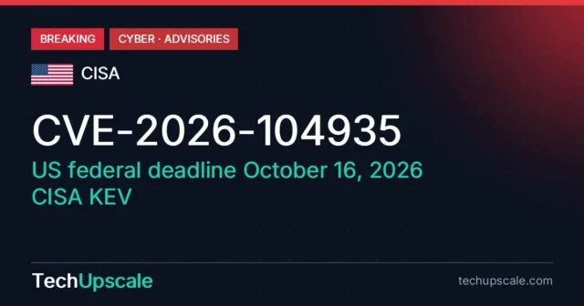 CVE-2026-104935, US federal deadline October 16, 2026, CISA KEV