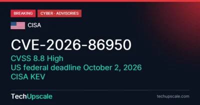 CVE-2026-86950, CVSS 8.8 High, US federal deadline October 2, 2026, CISA KEV