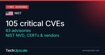 105 critical CVEs, 83 advisories, NIST NVD, CERTs & vendors