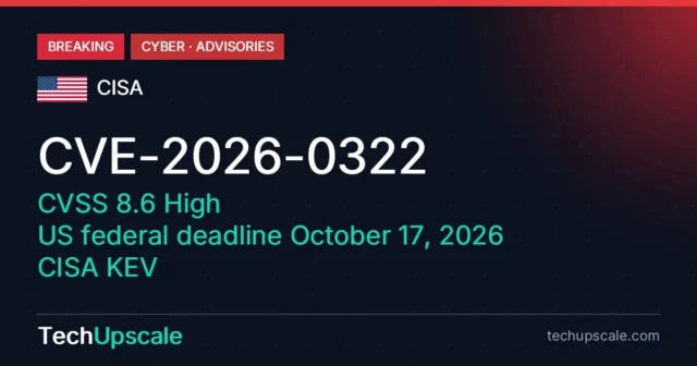 CVE-2026-0322, CVSS 8.6 High, US federal deadline October 17, 2026, CISA KEV