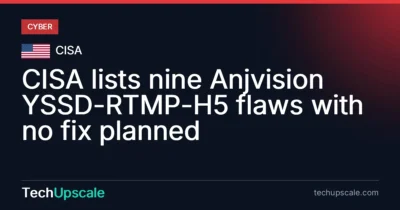 CISA lists nine Anjvision YSSD-RTMP-H5 flaws with no fix planned. Source: CISA