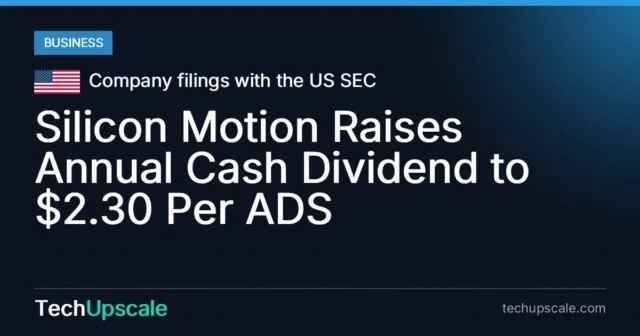 Silicon Motion Raises Annual Cash Dividend to $2.30 Per ADS. Source: Company filings with the US SEC