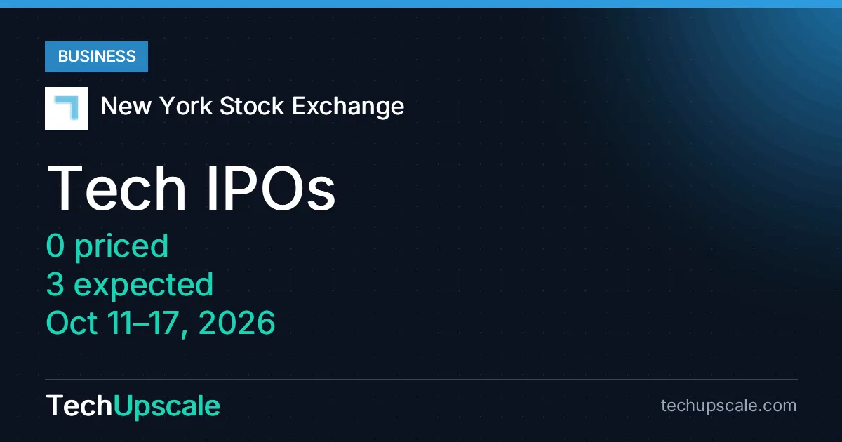 Tech IPOs, 0 priced, 3 expected, Oct 11–17, 2026