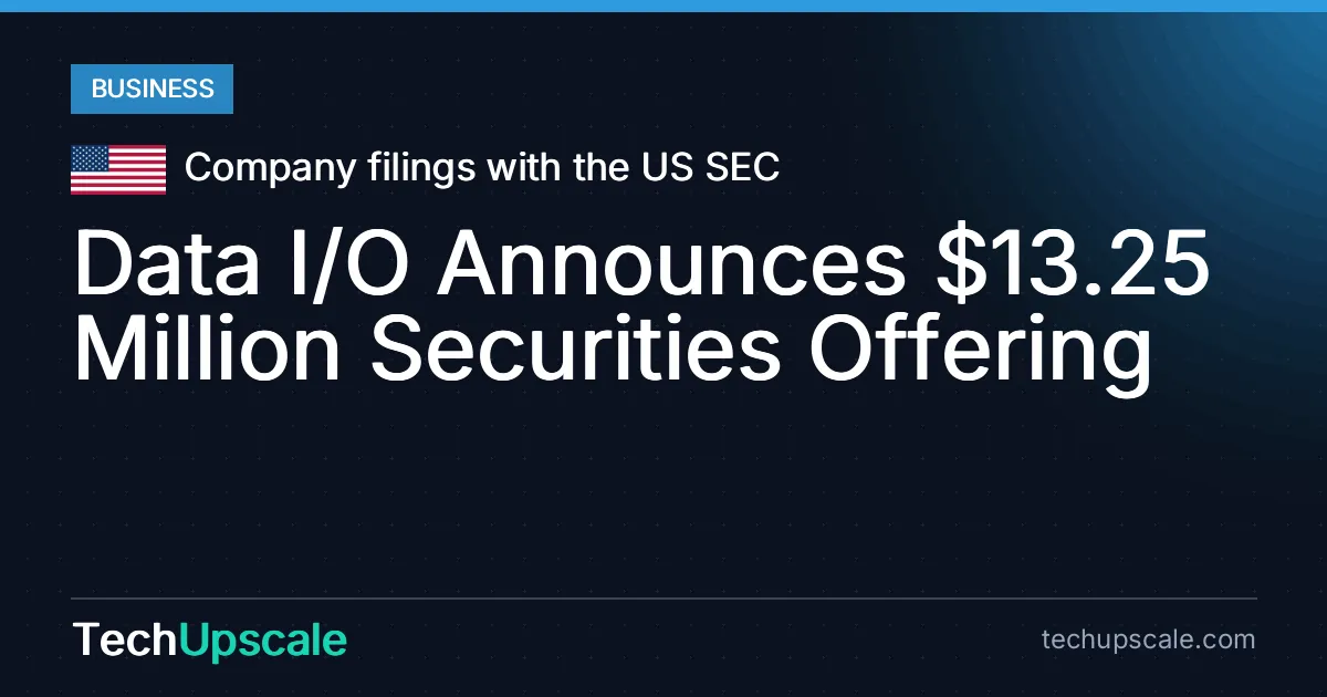 Data I/O Announces $13.25 Million Securities Offering. Source: Company filings with the US SEC