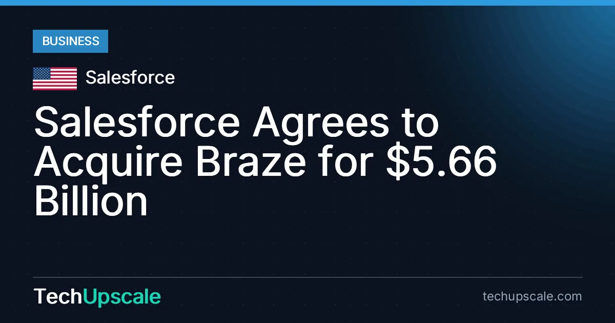 Salesforce Agrees to Acquire Braze for $5.66 Billion. Source: Salesforce