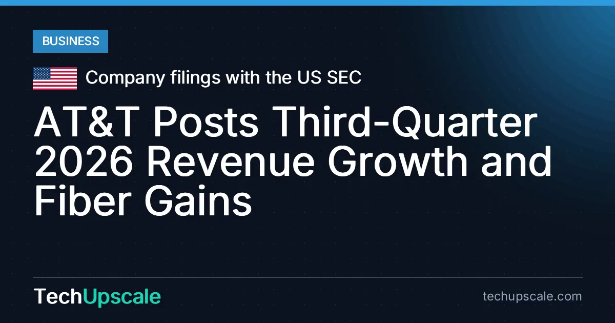 AT&T Posts Third-Quarter 2026 Revenue Growth and Fiber Gains. Source: Company filings with the US SEC