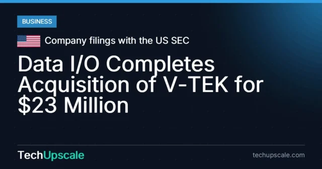 Data I/O Completes Acquisition of V-TEK for $23 Million. Source: Company filings with the US SEC