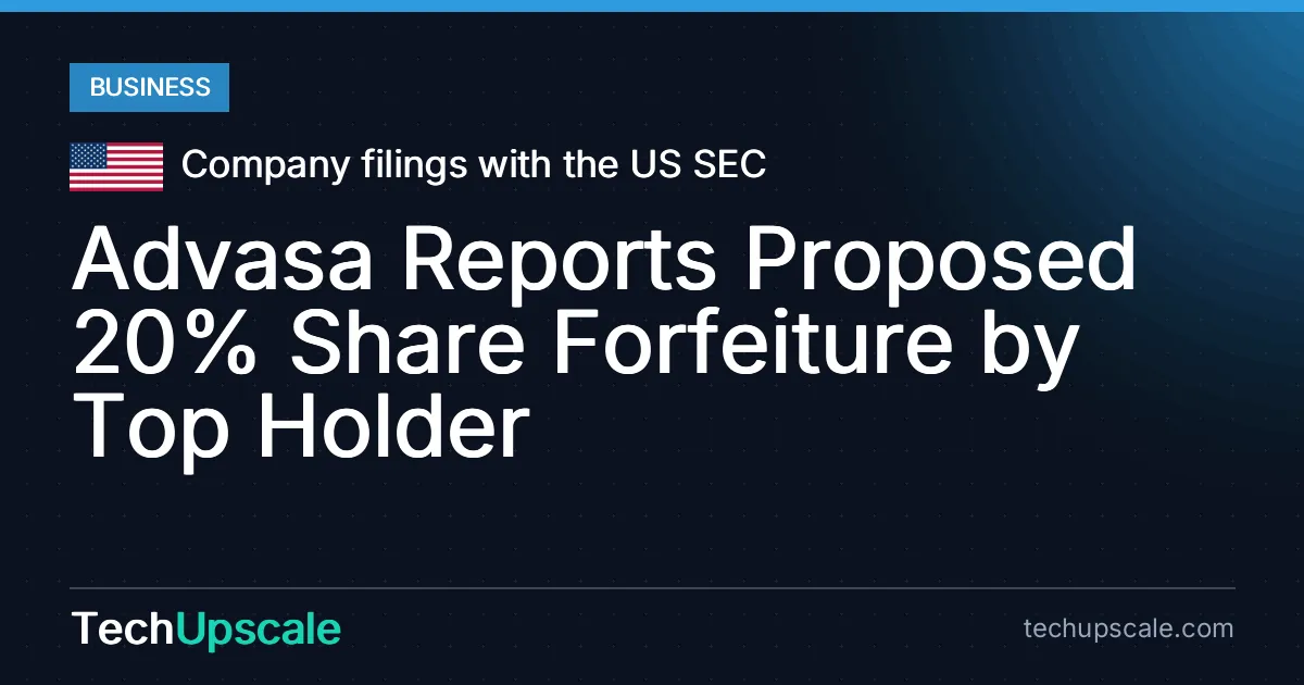 Advasa Reports Proposed 20% Share Forfeiture by Top Holder. Source: Company filings with the US SEC