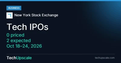 Tech IPOs, 0 priced, 2 expected, Oct 18–24, 2026