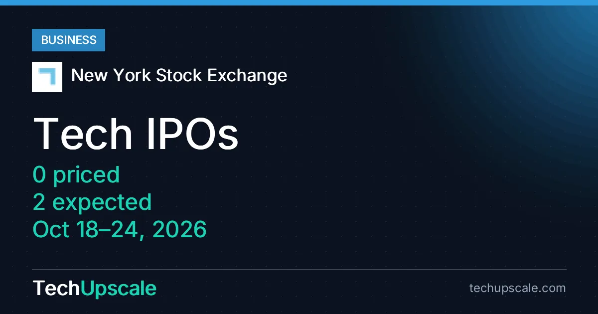 Tech IPOs, 0 priced, 2 expected, Oct 18–24, 2026