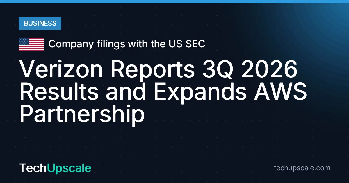 Verizon Reports 3Q 2026 Results and Expands AWS Partnership. Source: Company filings with the US SEC