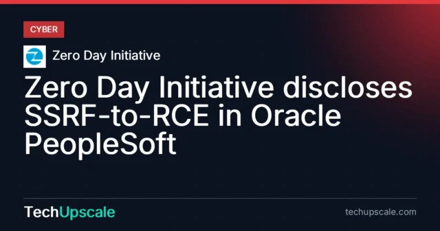 Zero Day Initiative discloses SSRF-to-RCE in Oracle PeopleSoft. CVE-2026-35273, Source: Zero Day Initiative