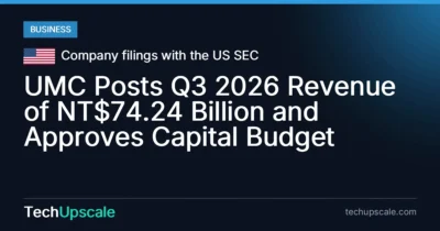 UMC Posts Q3 2026 Revenue of NT$74.24 Billion and Approves Capital Budget. Source: Company filings with the US SEC