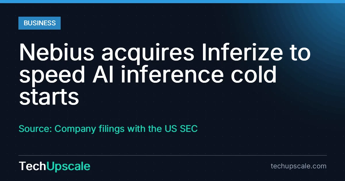 Nebius acquires Inferize to speed AI inference cold starts. Source: Company filings with the US SEC