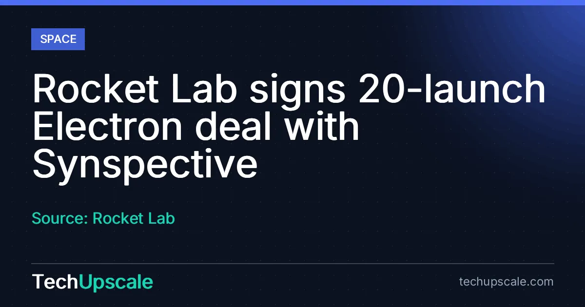 Rocket Lab signs 20-launch Electron deal with Synspective. Source: Rocket Lab