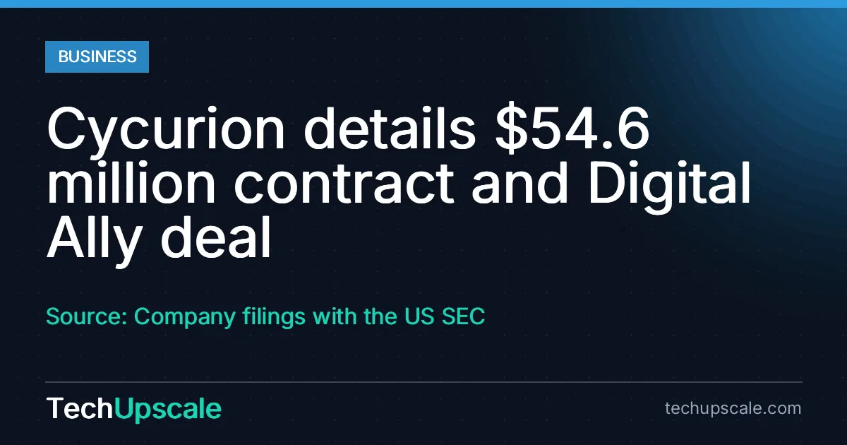 Cycurion details $54.6 million contract and Digital Ally deal. Source: Company filings with the US SEC