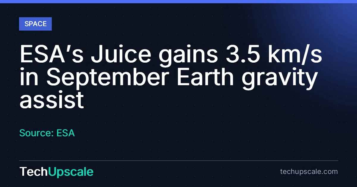 ESA’s Juice gains 3.5 km/s in September Earth gravity assist. Source: ESA