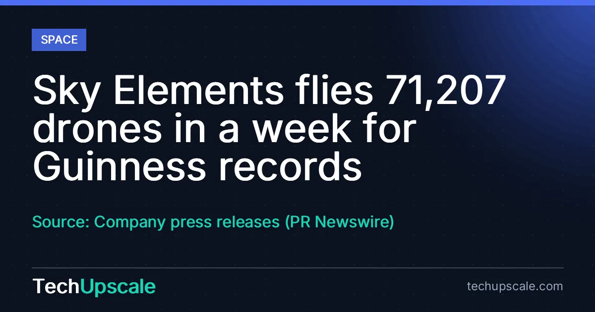 Sky Elements flies 71,207 drones in a week for Guinness records. Source: Company press releases (PR Newswire)
