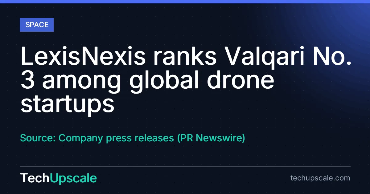 LexisNexis ranks Valqari No. 3 among global drone startups. Source: Company press releases (PR Newswire)