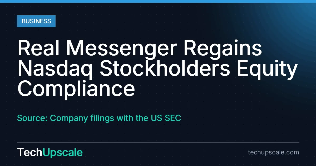 Real Messenger Regains Nasdaq Stockholders Equity Compliance. Source: Company filings with the US SEC
