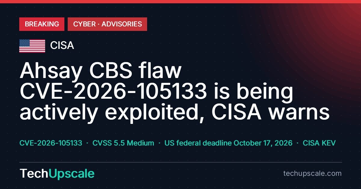 Ahsay CBS flaw CVE-2026-105133 is being actively exploited, CISA warns